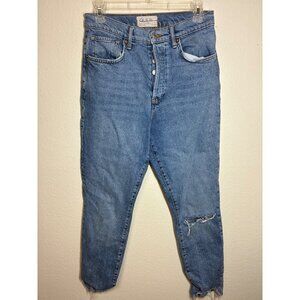 We the Free Denim Blue Jeans Distressed Hole Grunge Y2K Button Fly Size 28